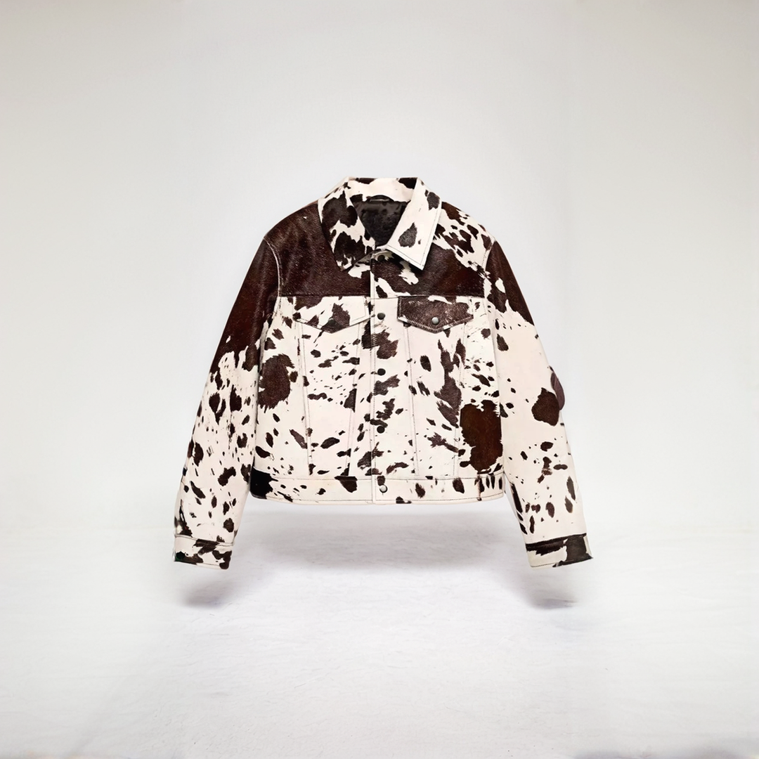 Krohn-e | Damen Kuhflecken Einreiher Strukturierte Jacke