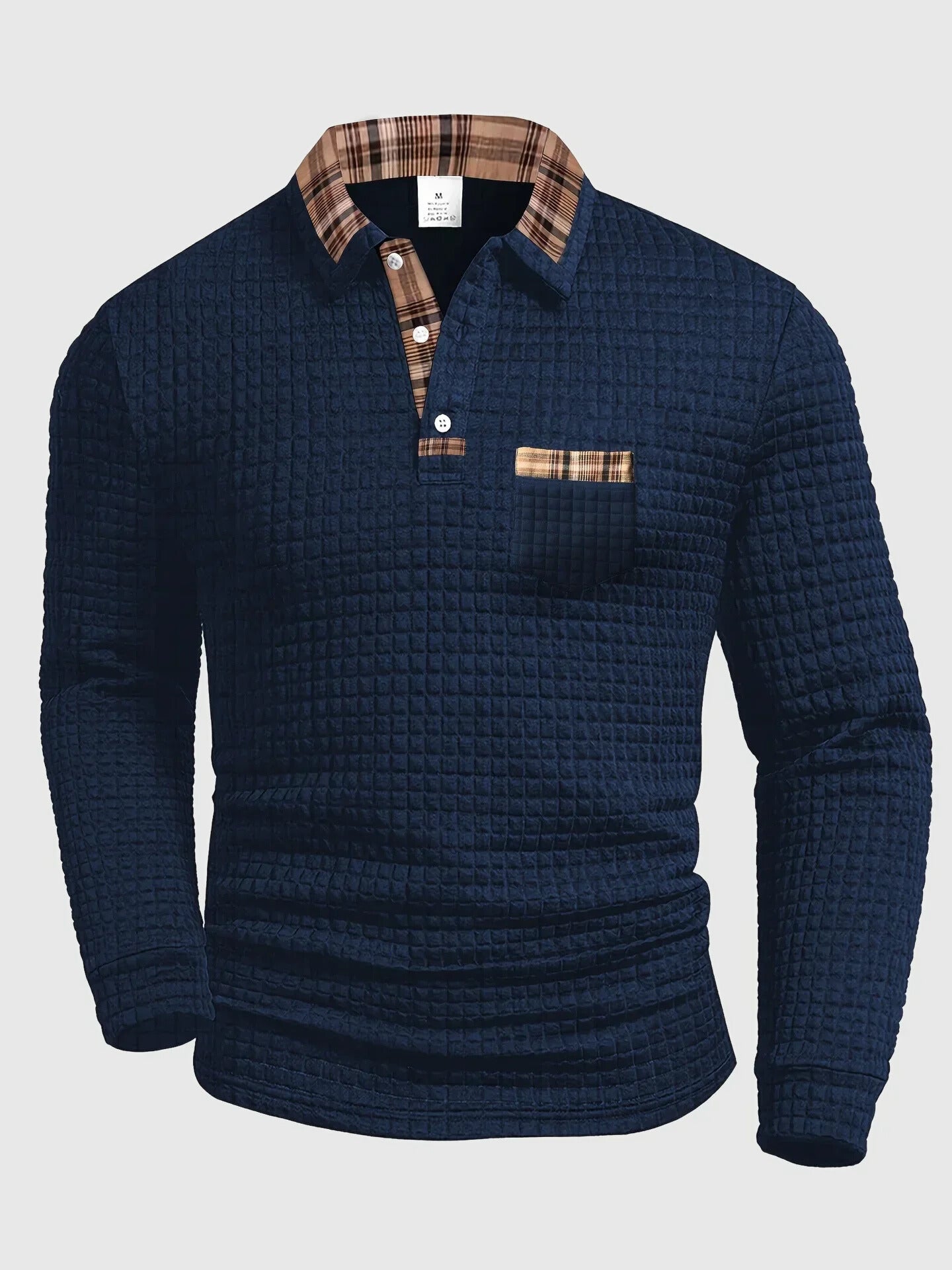 Crispin | Herren Langarm Poloshirt mit Karokragen