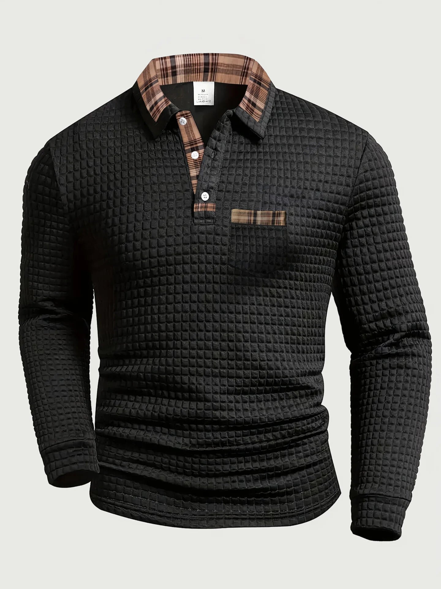Crispin | Herren Langarm Poloshirt mit Karokragen
