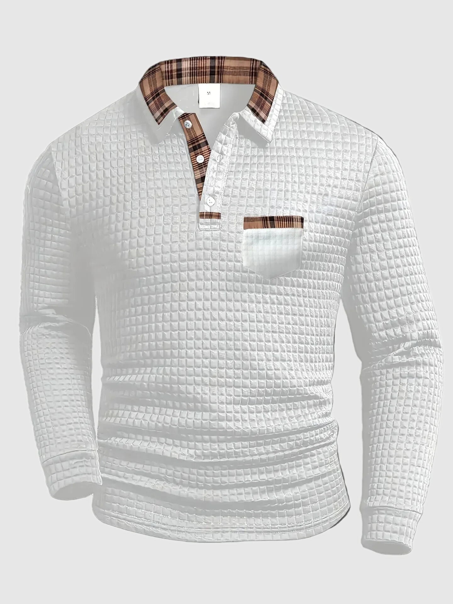 Crispin | Herren Langarm Poloshirt mit Karokragen