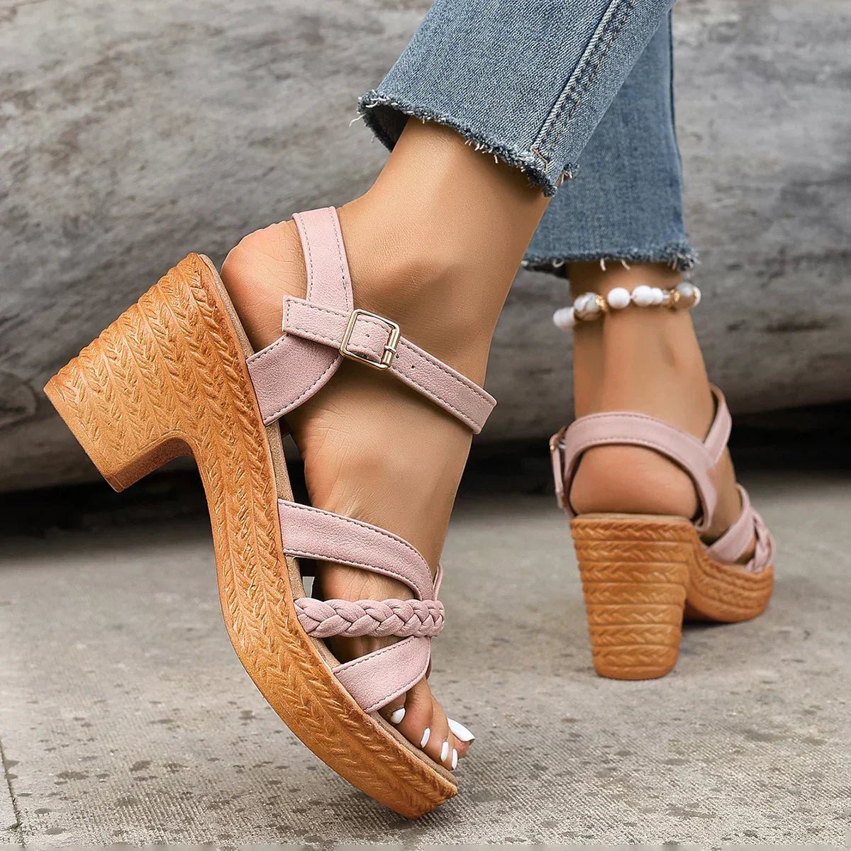 Gwendolyn | Damen Riemchensandalen Geflochtene Details