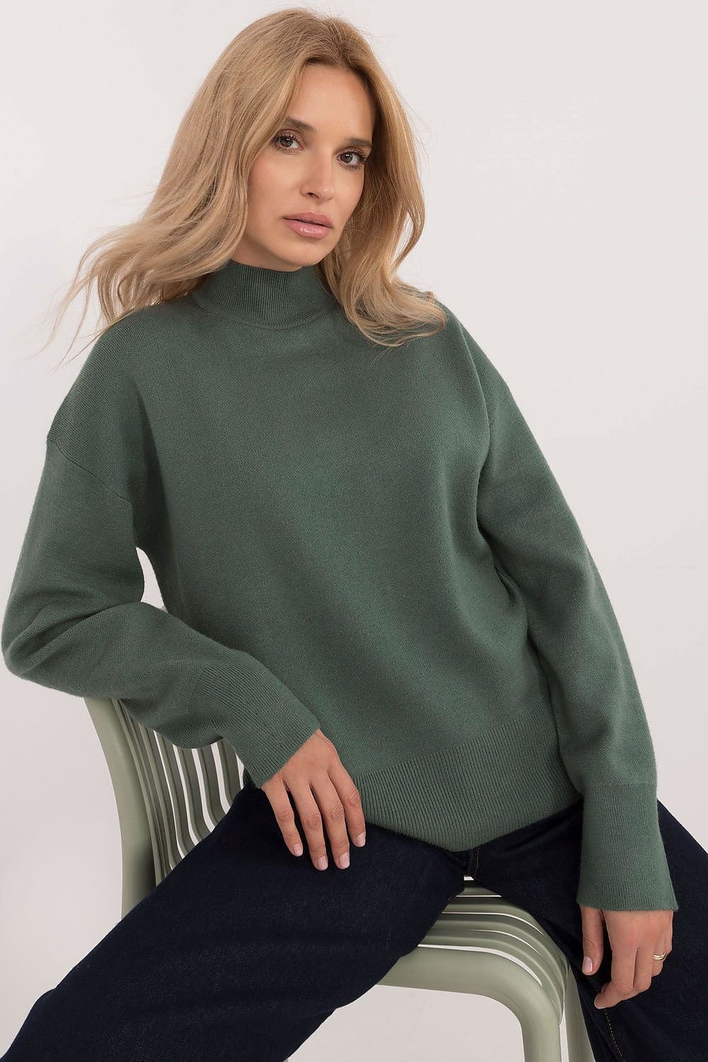 Krohn-e | Strickpullover mit Hohem Kragen Lässige Passform Soft und Bequem