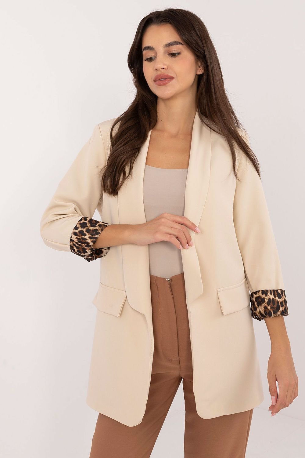 Krohn-e | Blazer mit Leoparden-details Stilvoll und Zeitlos Einzigartiger Schnitt