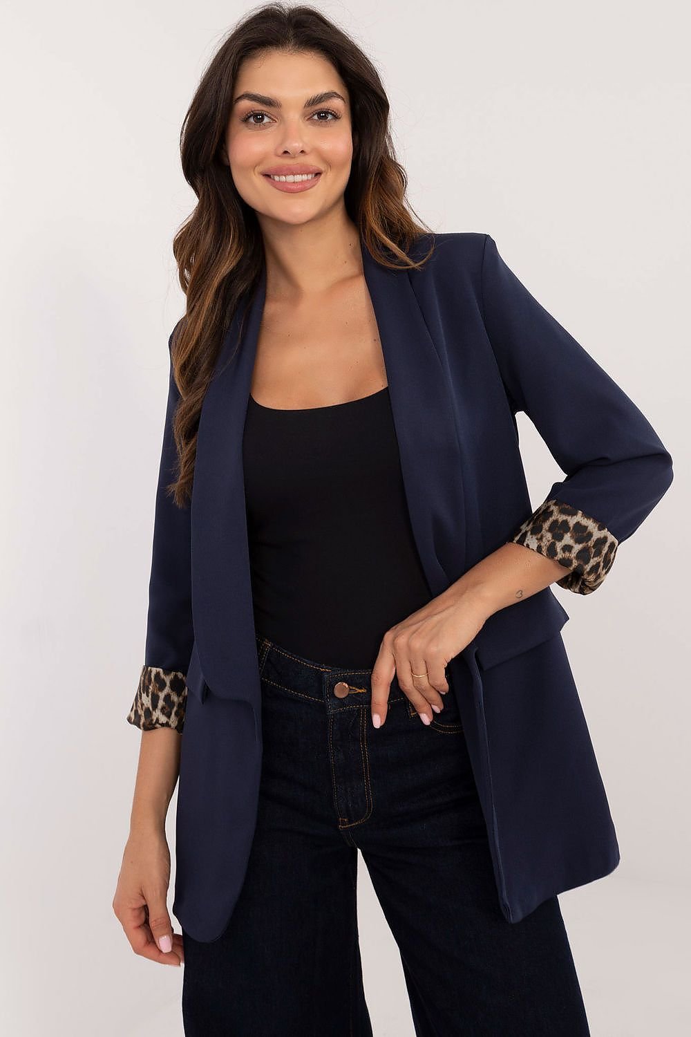 Krohn-e | Blazer mit Leoparden-details Stilvoll und Zeitlos Einzigartiger Schnitt