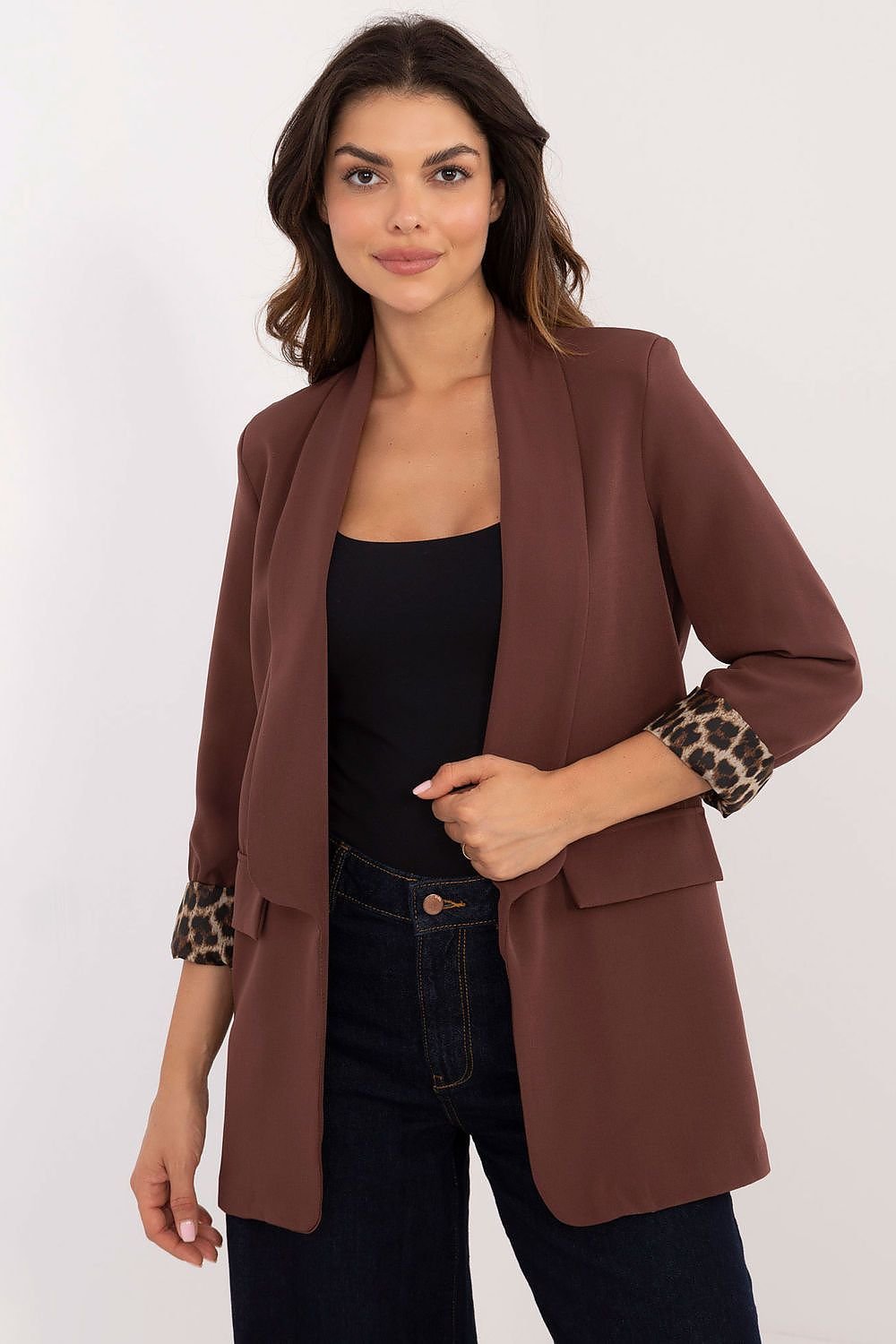 Krohn-e | Blazer mit Leoparden-details Stilvoll und Zeitlos Einzigartiger Schnitt