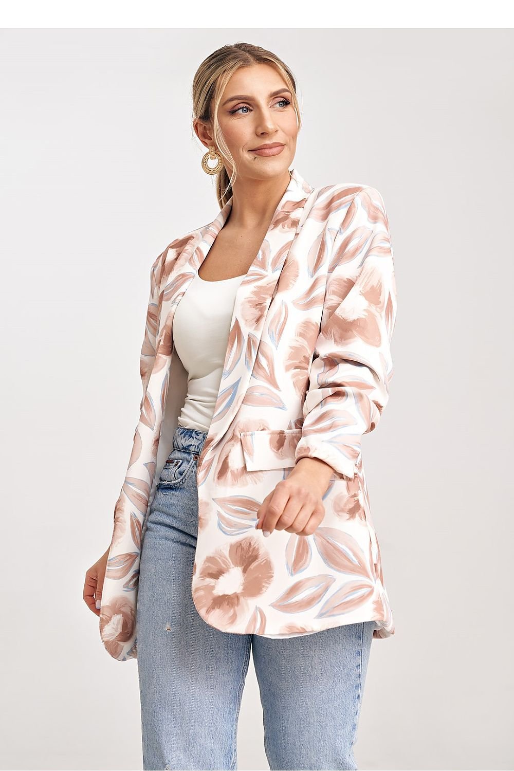 Krohn-e | Blazer mit Blumenmuster Leicht und Elegant Stilvolles Design