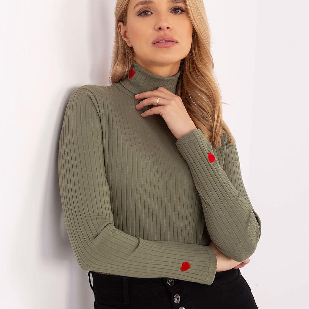 Krohn-e | Gerippte Bluse Hoher Kragen Dekorative Details