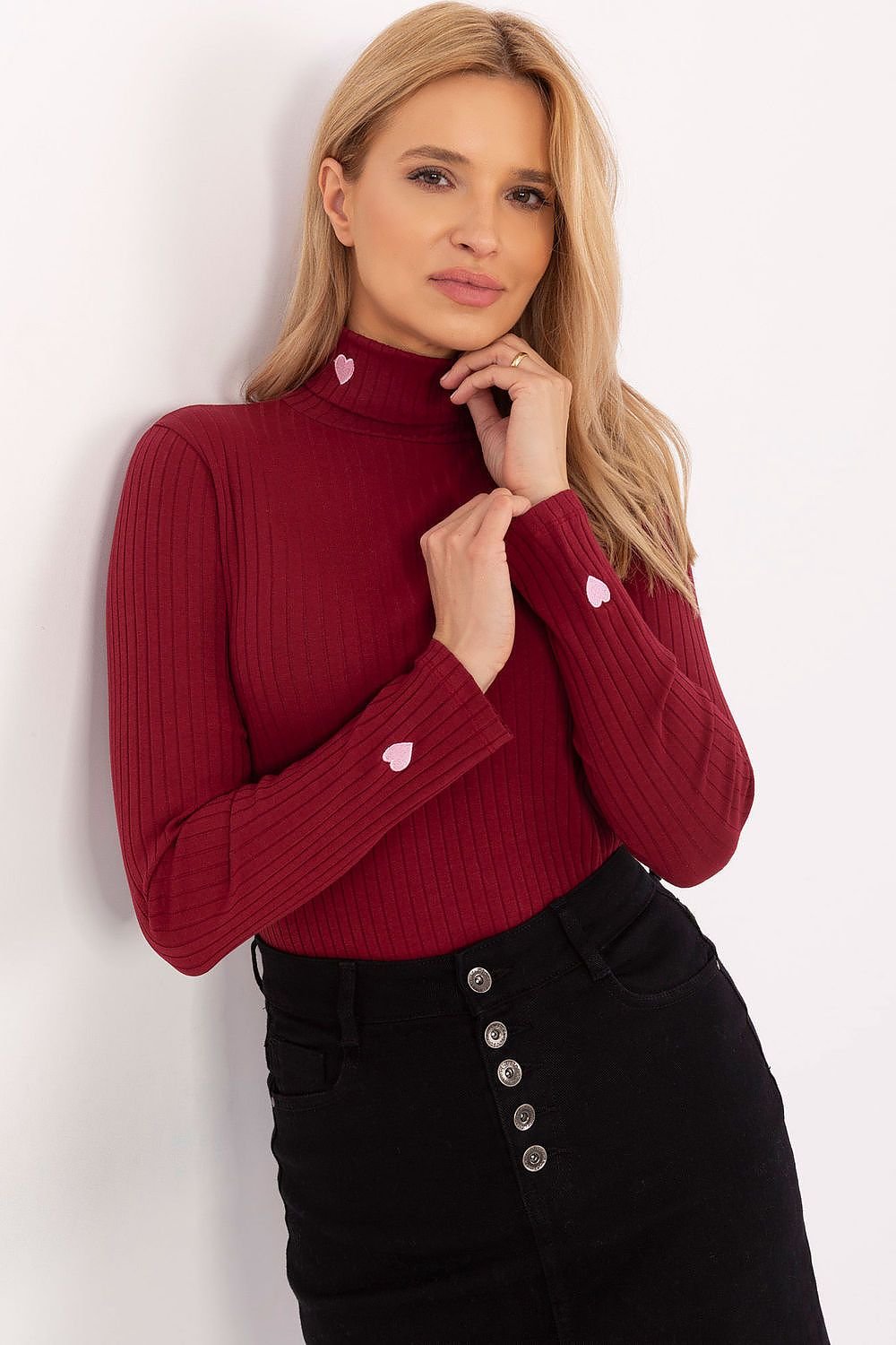 Krohn-e | Gerippte Bluse Hoher Kragen Dekorative Details