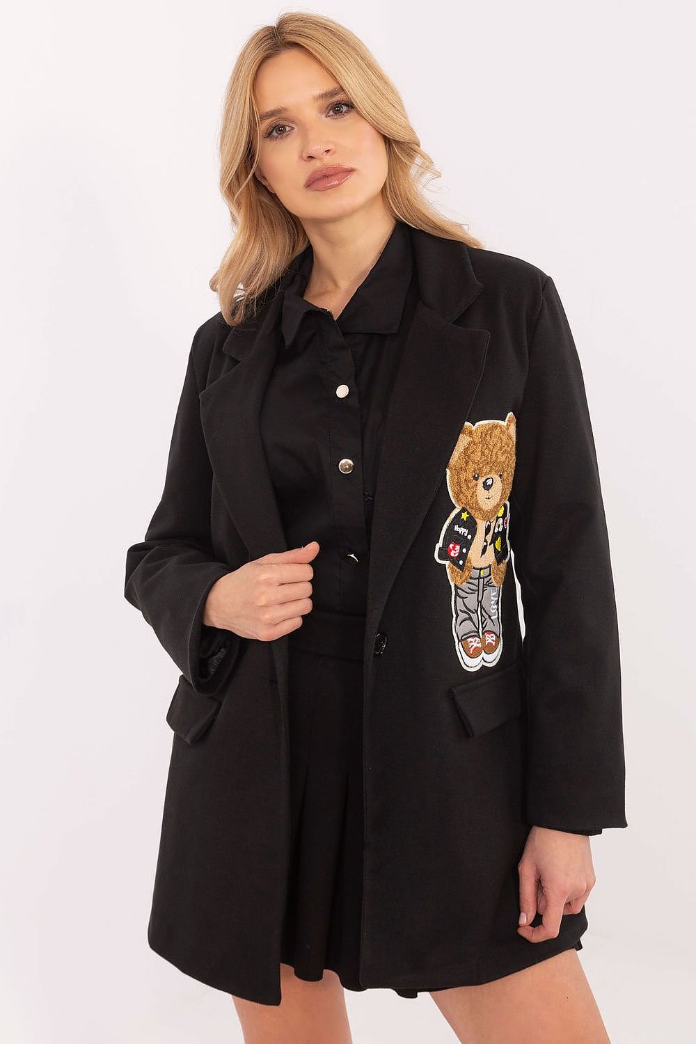 Krohn-e | Blazer mit Bärenstickerei Einzigartig und Stilvoll Lässige Eleganz