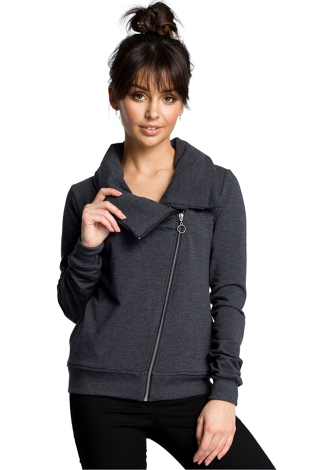Krohn-e | Asymmetrisches Sweatshirt mit Hohem Kragen Weich und Trendy Moderner Look