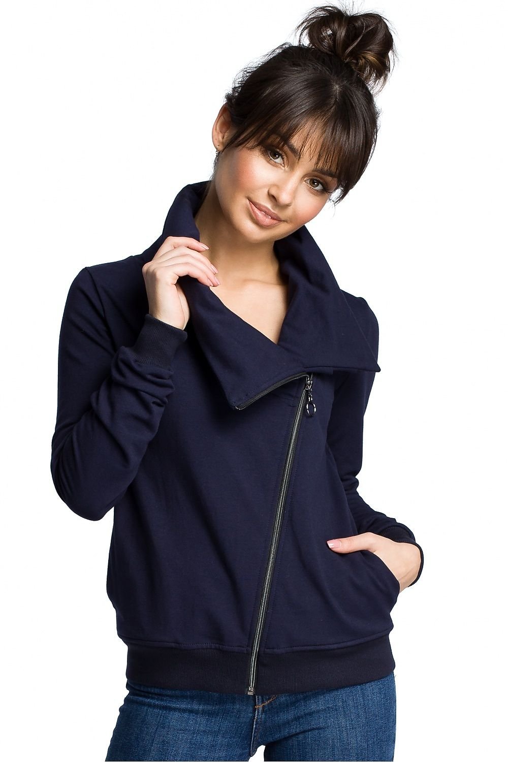 Krohn-e | Asymmetrisches Sweatshirt mit Hohem Kragen Weich und Trendy Moderner Look
