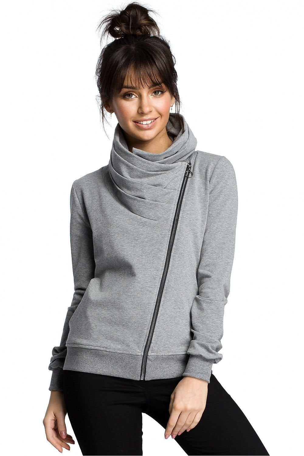 Krohn-e | Asymmetrisches Sweatshirt mit Hohem Kragen Weich und Trendy Moderner Look