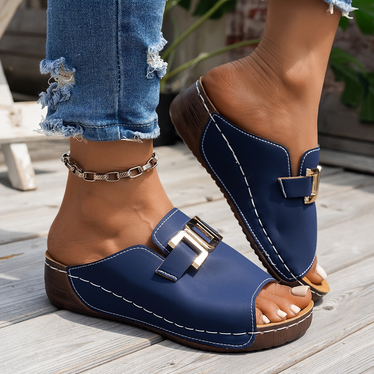 KROHN-E Damen Casual Sandalen Verstellbare Riemen Komfortsohle