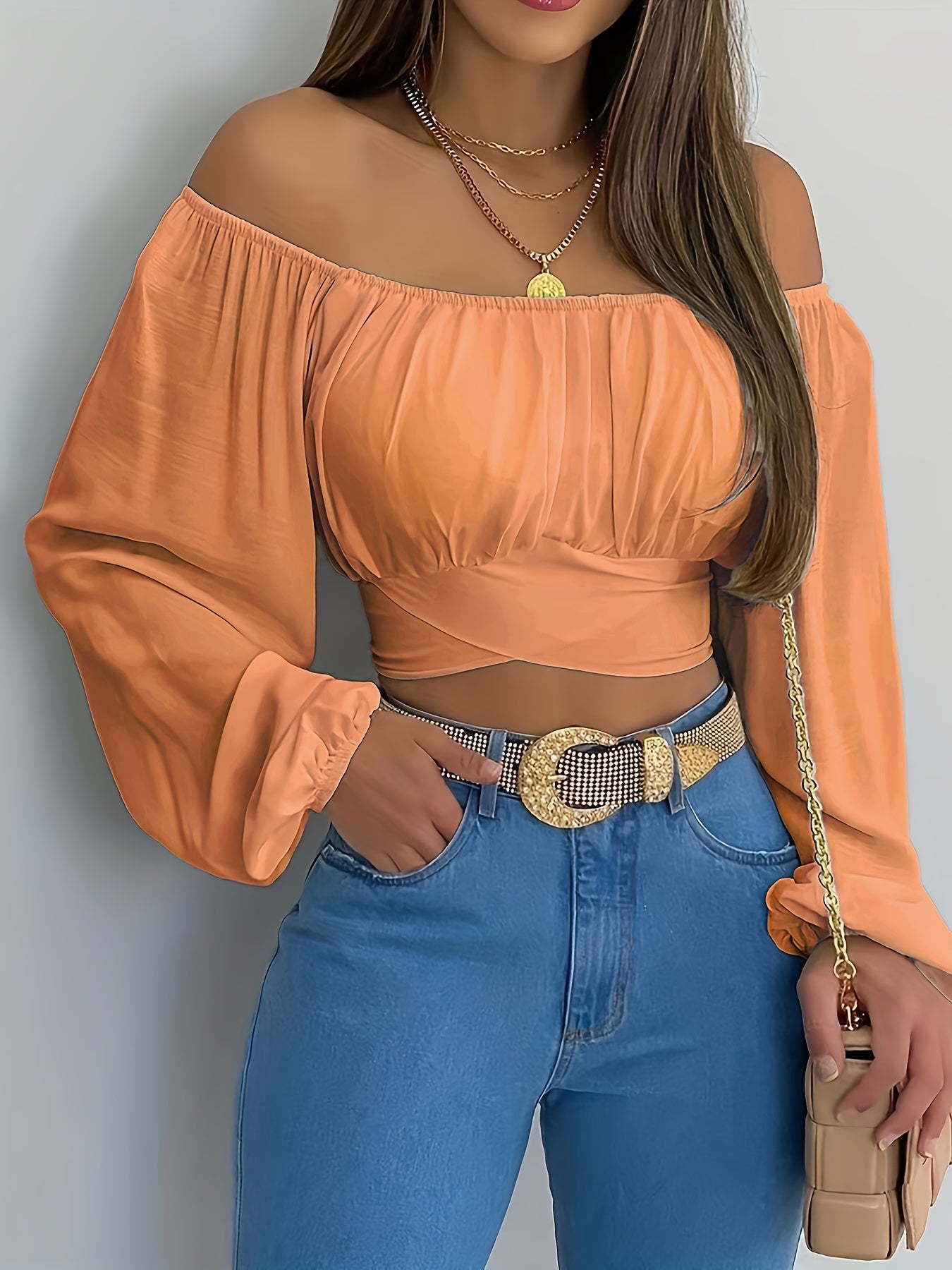 Damen Rücken Crop Bluse von Fudus