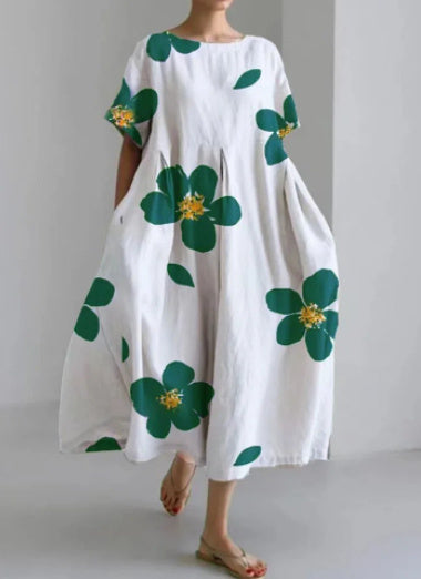 Baumwoll-Look Kleid mit 3D-Druck von Fudus