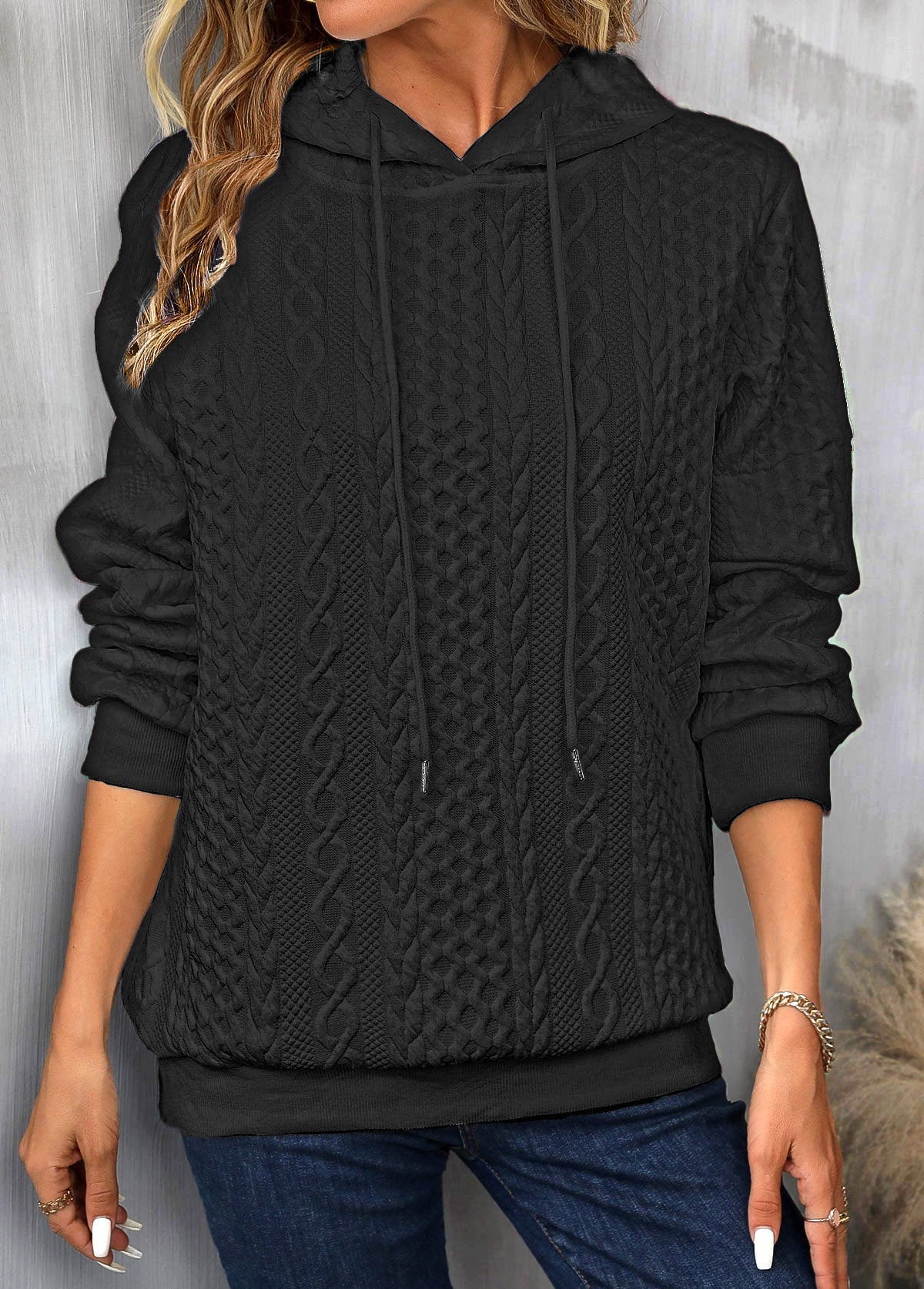 Frauen Kapuzenpullover mit Kordelzug und langen Ärmeln von Fudus