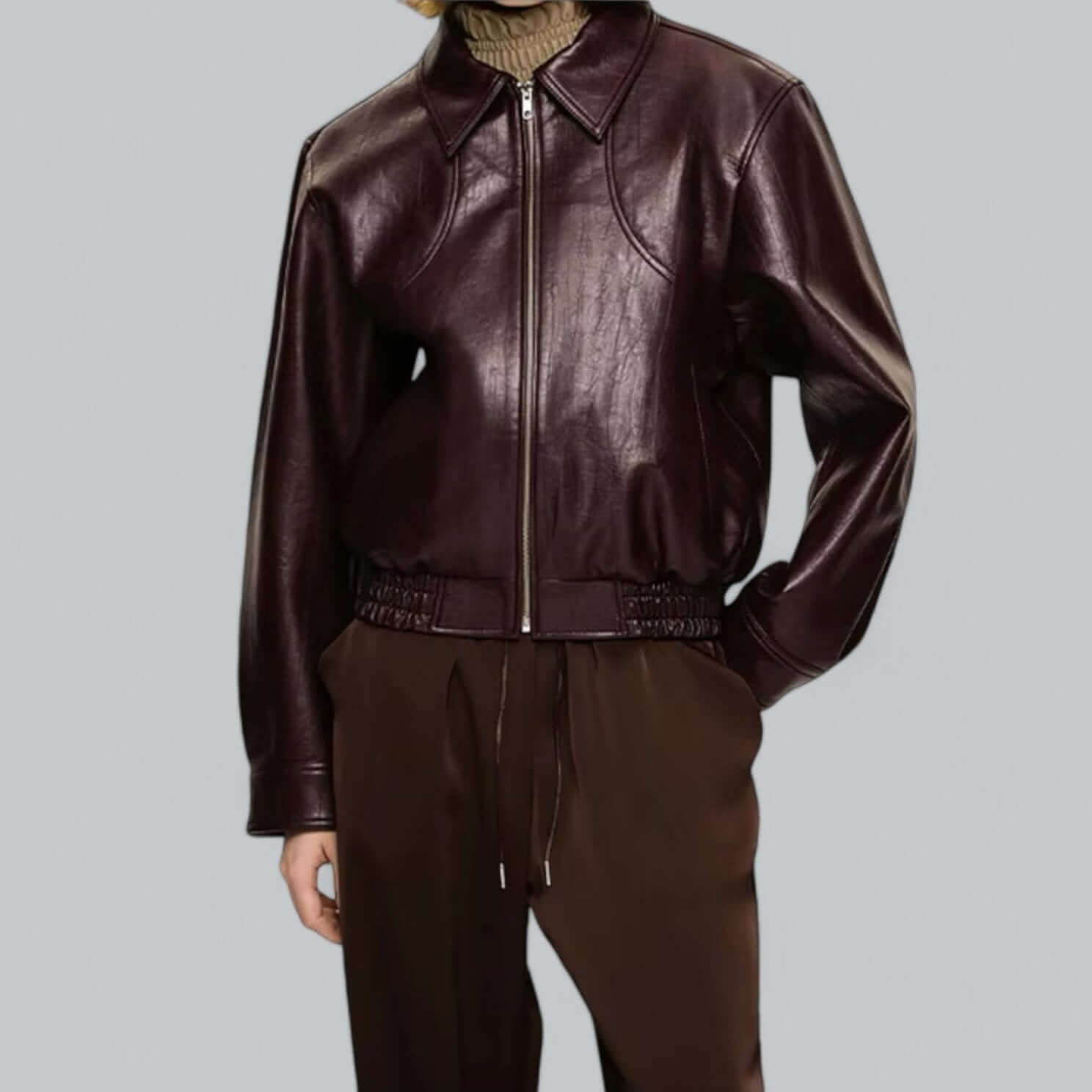 Krohn-e | Unisex Vintage Stil Lederlook Jacke