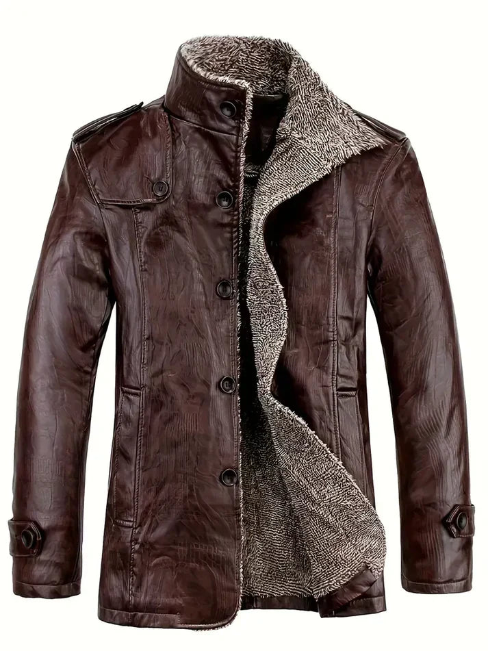 Krohn-e | Herren Lederjacke mit Fleece-Futter