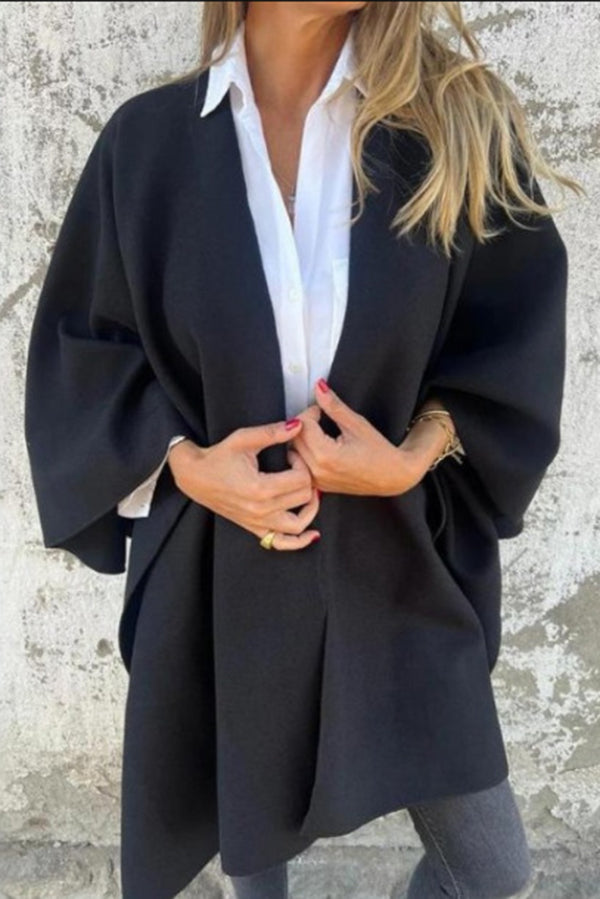 Krohn-e | lässige V-Ausschnitt Stola Cape Jacke