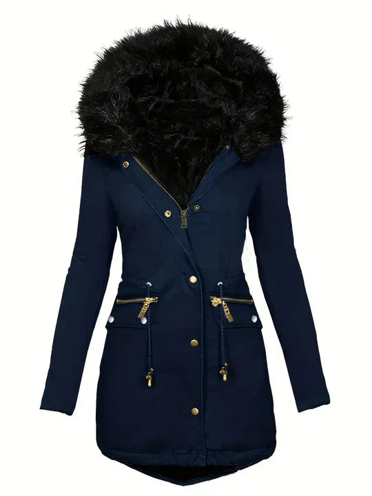 Krohn-e | Parka-Mantel mit Kapuze Aus Kunstpelz und Verstellbarem Kordelzug