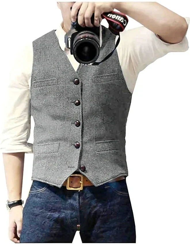 Herren-Jeansweste im klassischen Tweed-Stil