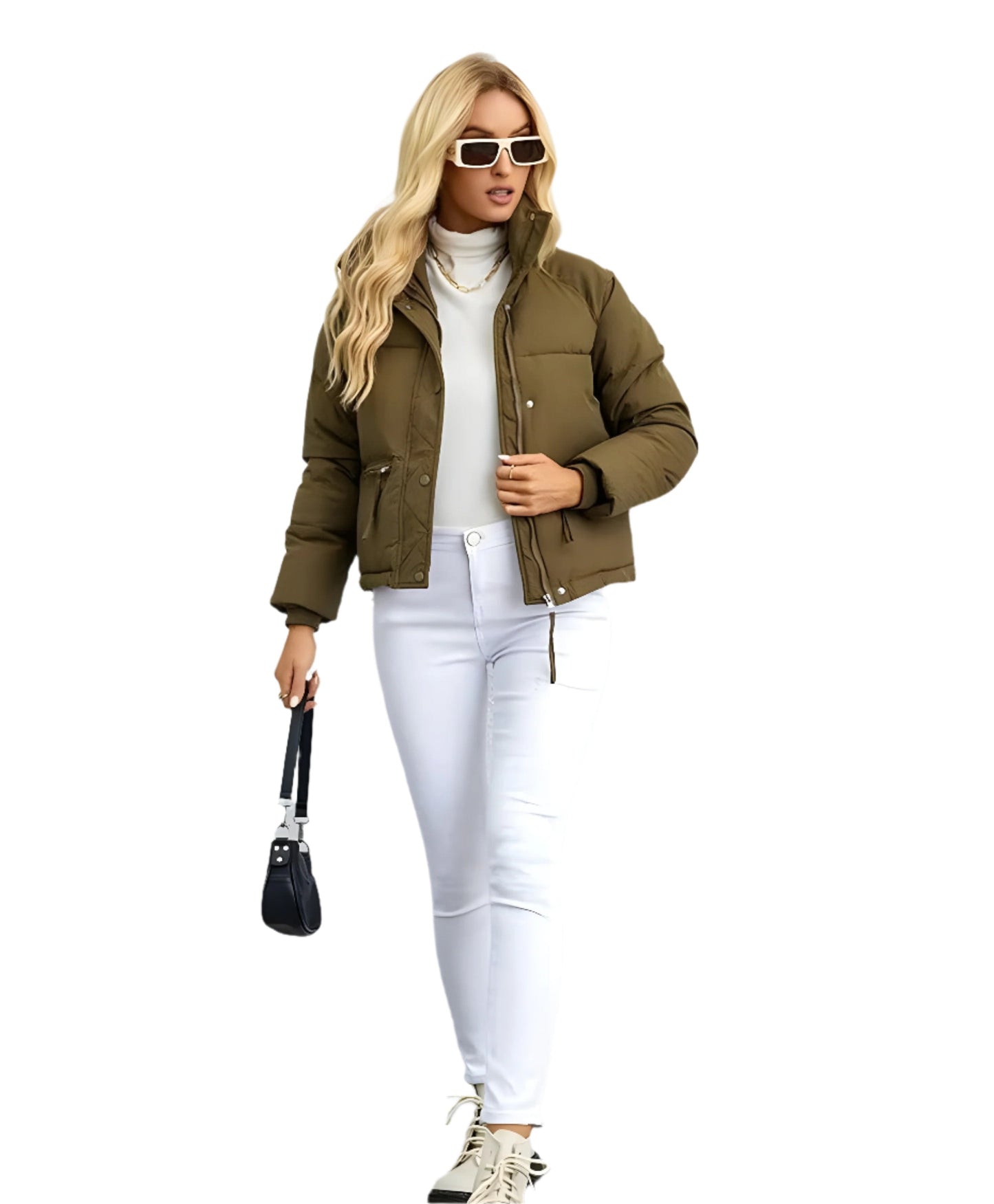 Krohn-e | Warme Damen Pufferjacke mit Reißverschluss und Hohem Kragen