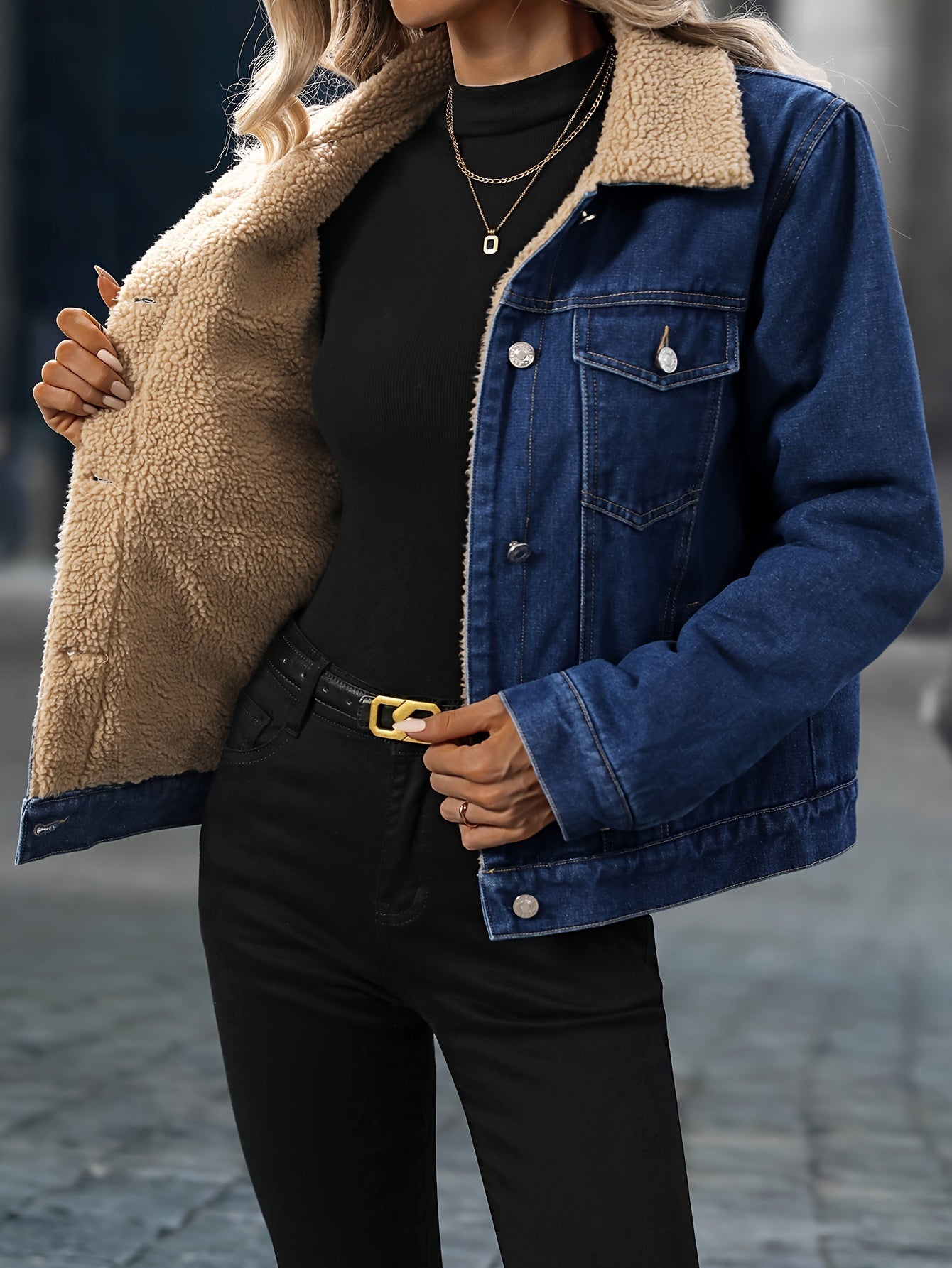 Krohn-e | Denimjacke mit Sherpa-futter Baumwolle/polyester Winterbereit und Modern