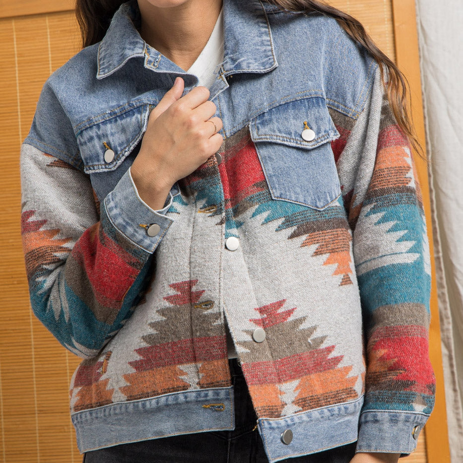 Krohn-e | Western-inspirierte Denimjacke Einzigartig und Stilvoll Boho-look