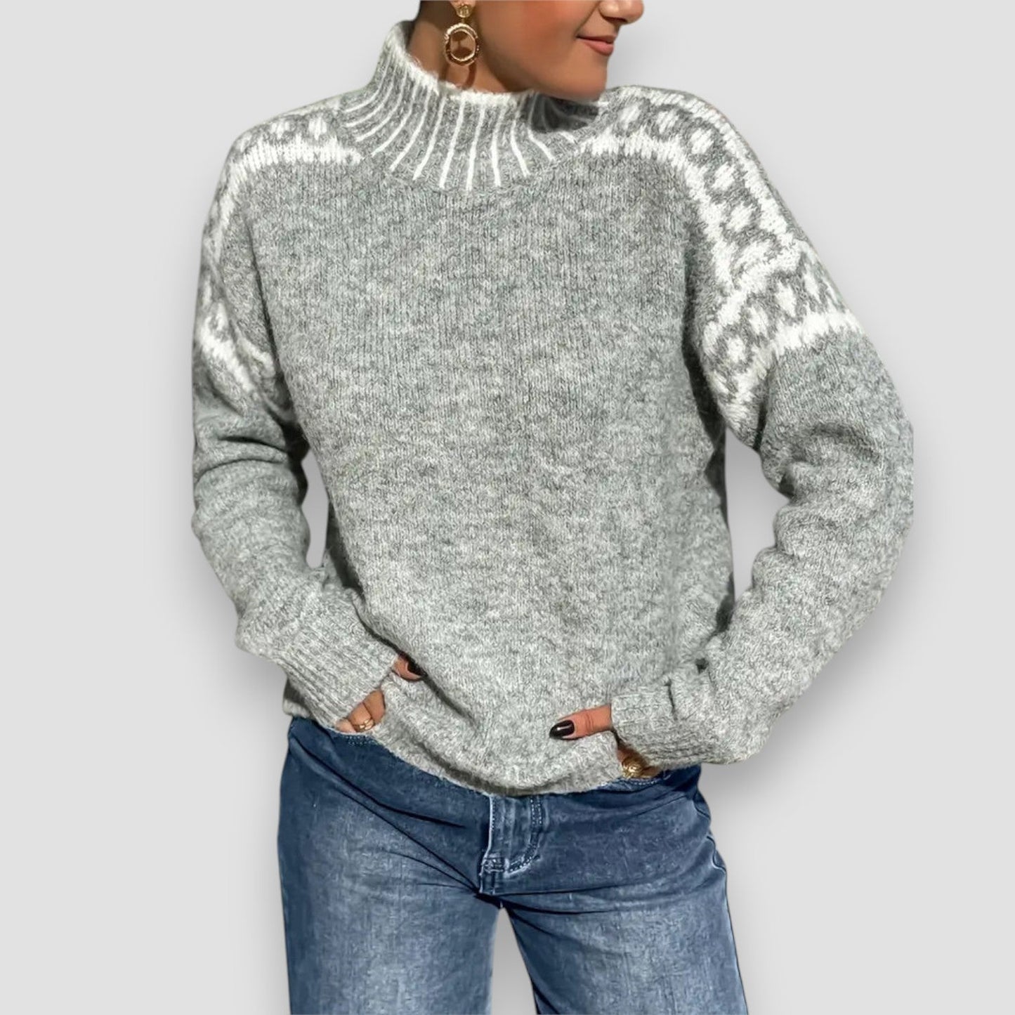 KROHN-E Damen Klassischer Pullover Oversized-Schnitt Weicher Strick