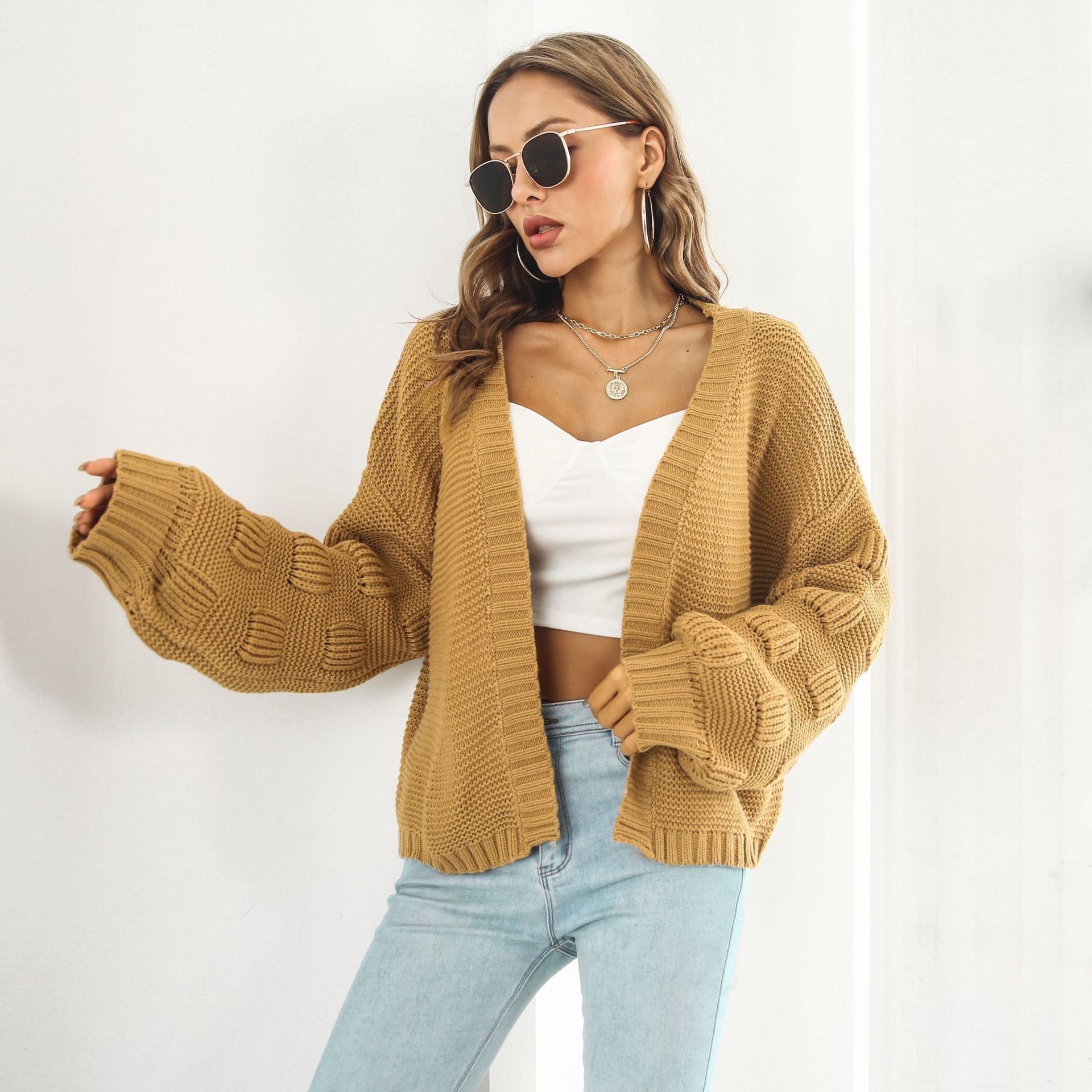 Krohn-e | Schicke & gemütliche Strickjacke mit Puffärmeln