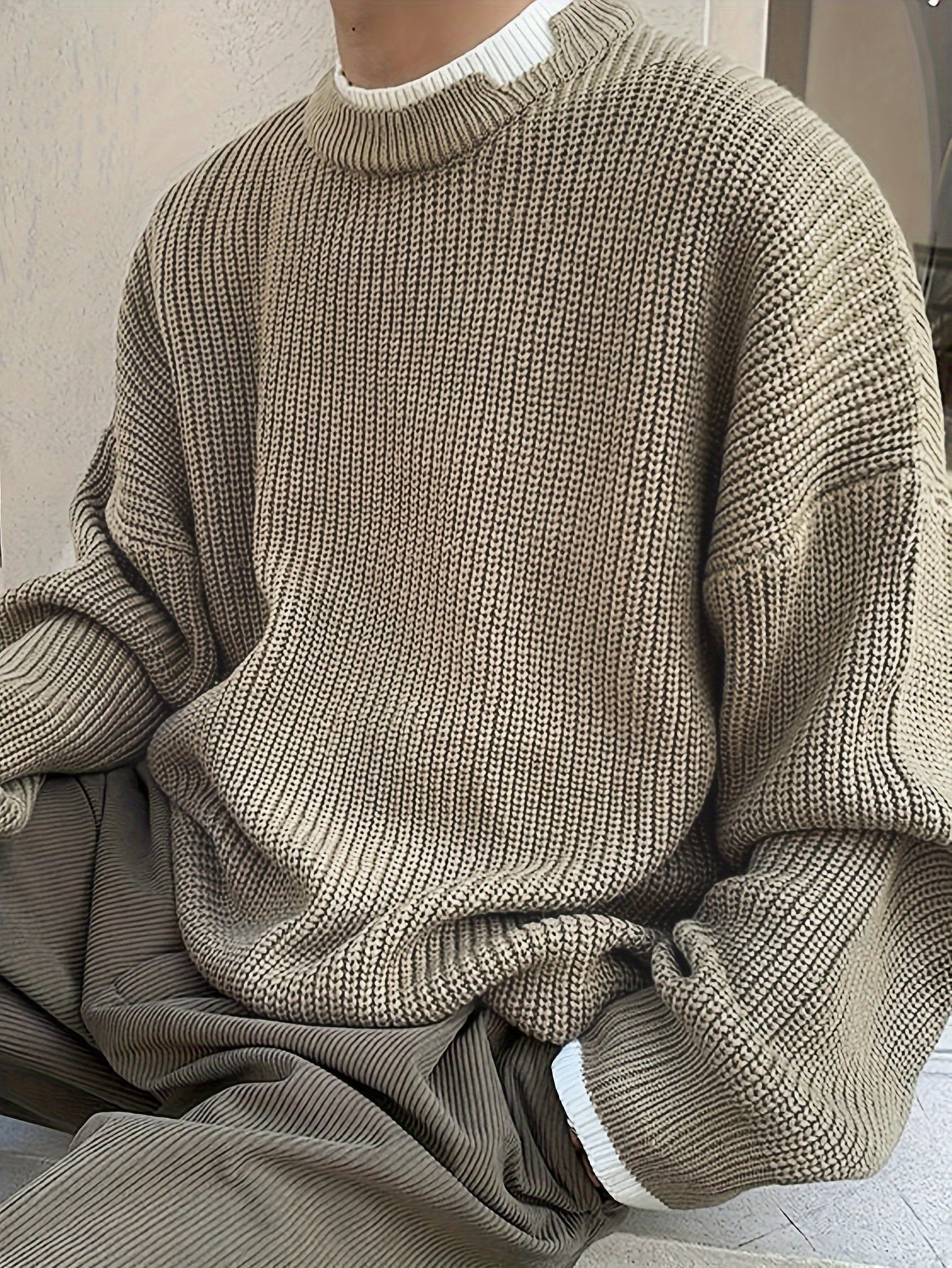 Krohn-e | Überdimensionierter Strickpullover Acryl Lässig und Warm