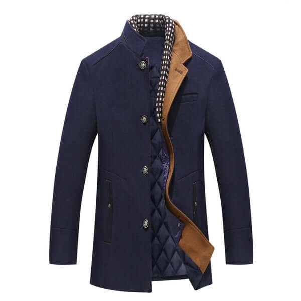 Krohn-e | Herren Slim Fit Woll Wintermantel