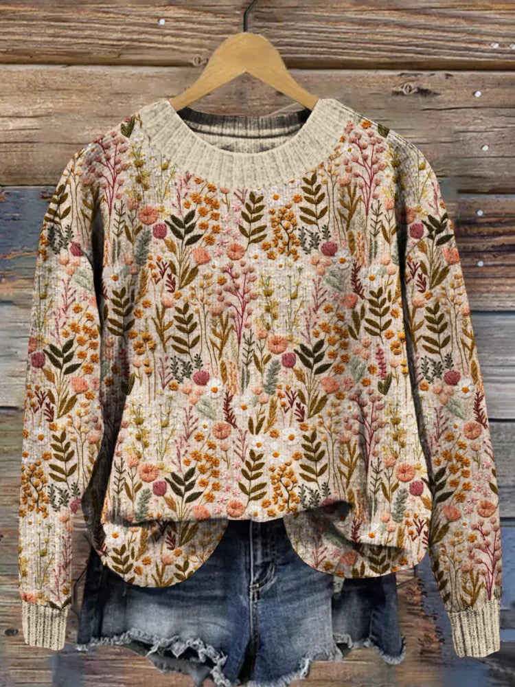 Krohn-e | Strickpullover mit Blumenmuster für den Herbst