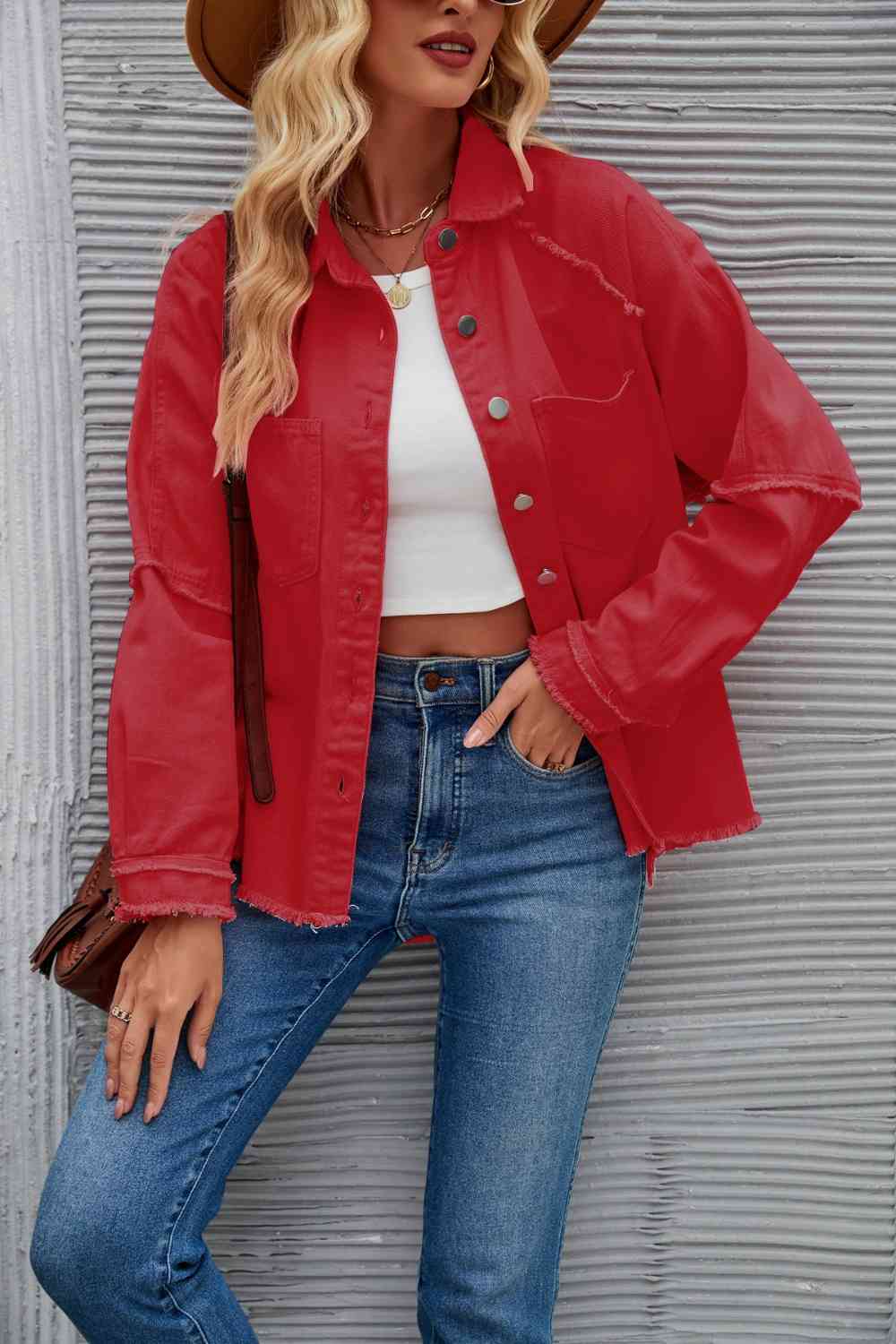 Krohn-e | Raw Hem Kragen Denimjacke