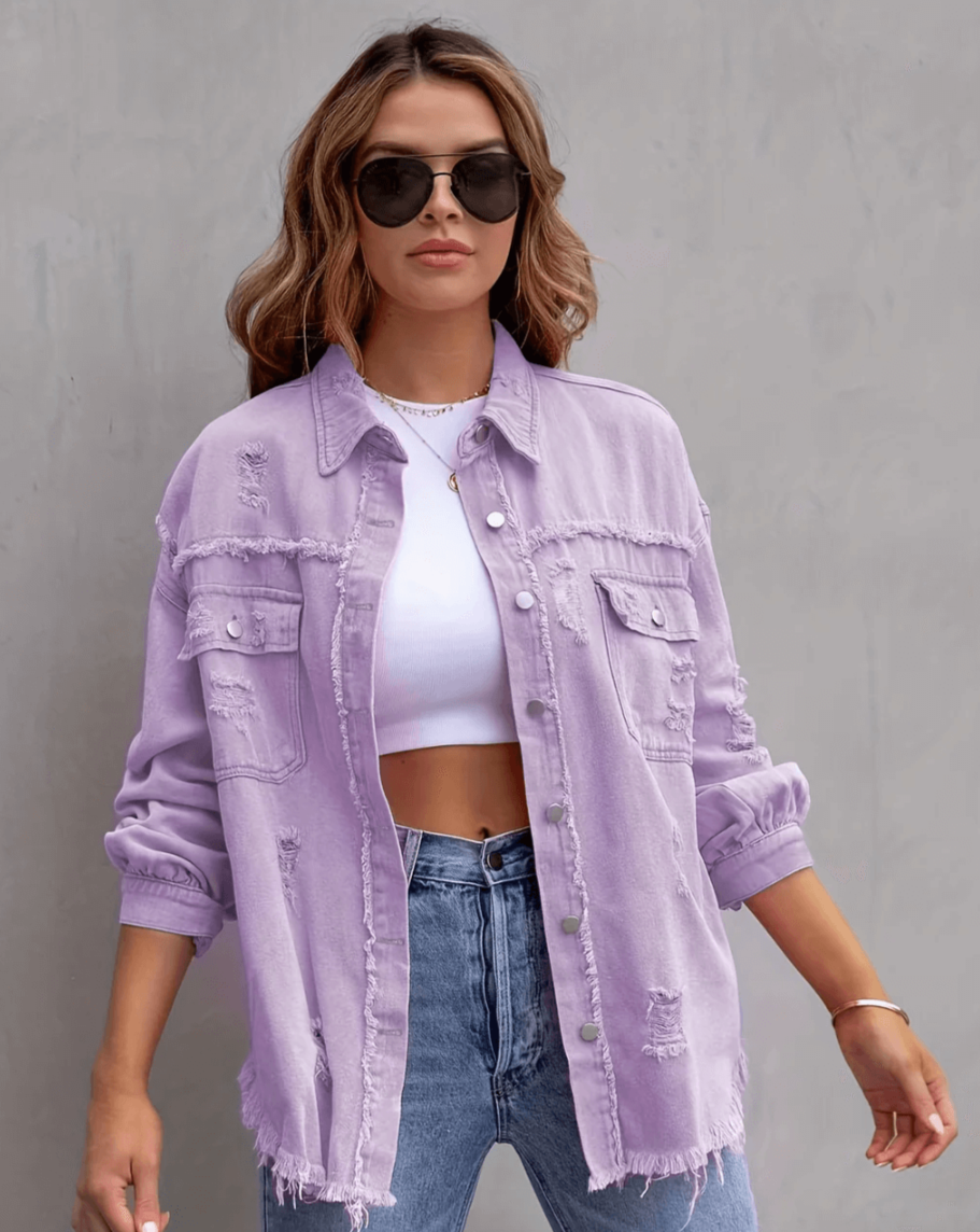 Krohn-e | Ripped Übergrösse Denimjacke
