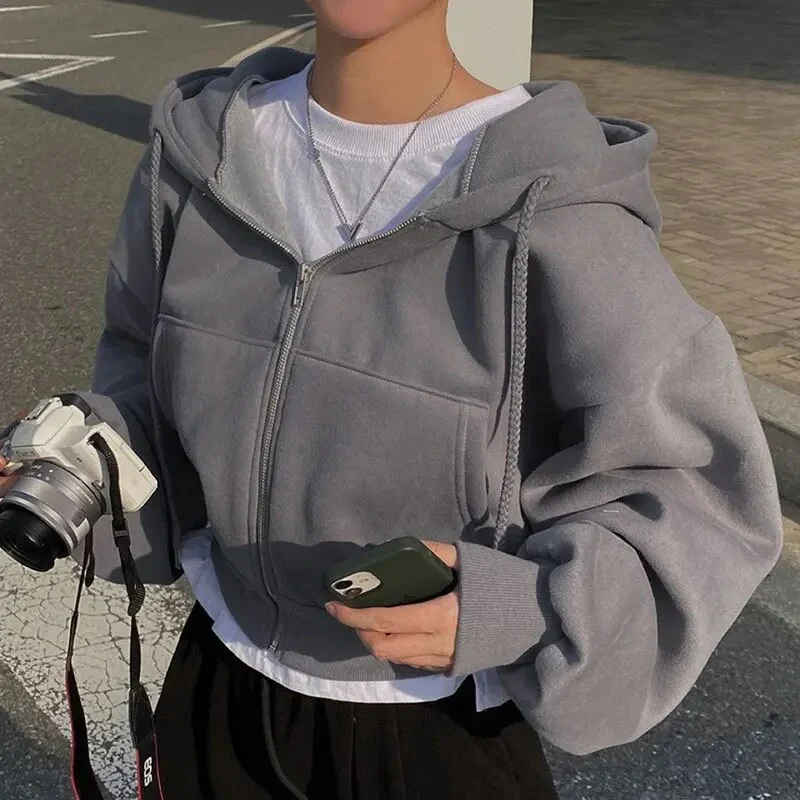 Fudus Damen Kapuzenpullover mit Reißverschluss, Übergröße