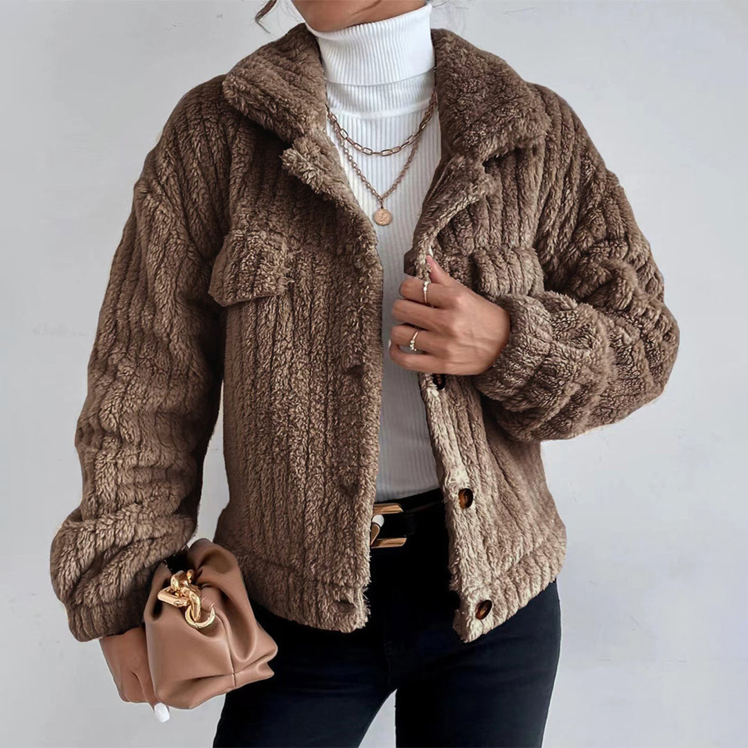 Krohn-e | Stylicher Kurzer Fleece Mantel für Frauen