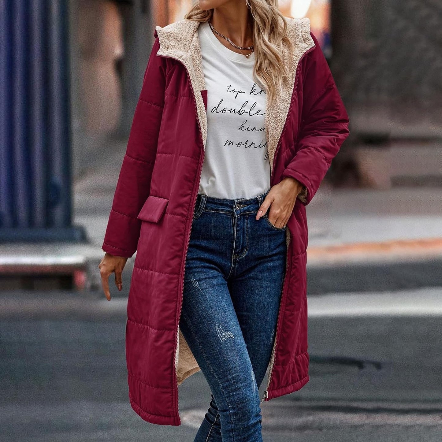 Wendemantel für Damen mit Kapuze - Modell Ria