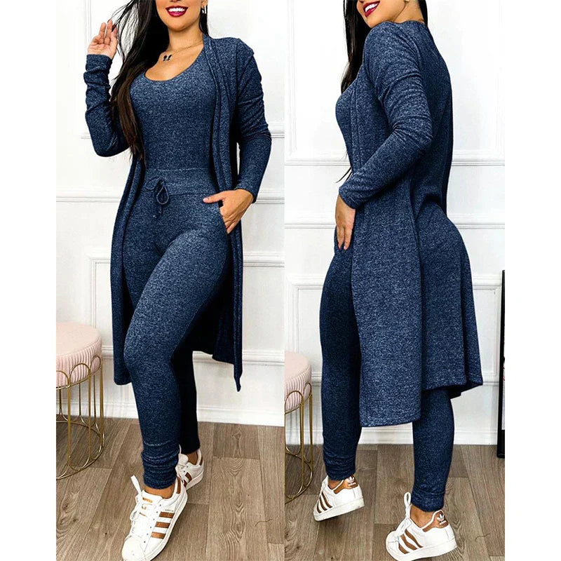 Krohn-e | Damen 3 Teiliges Loungewear Satz mit Jacke