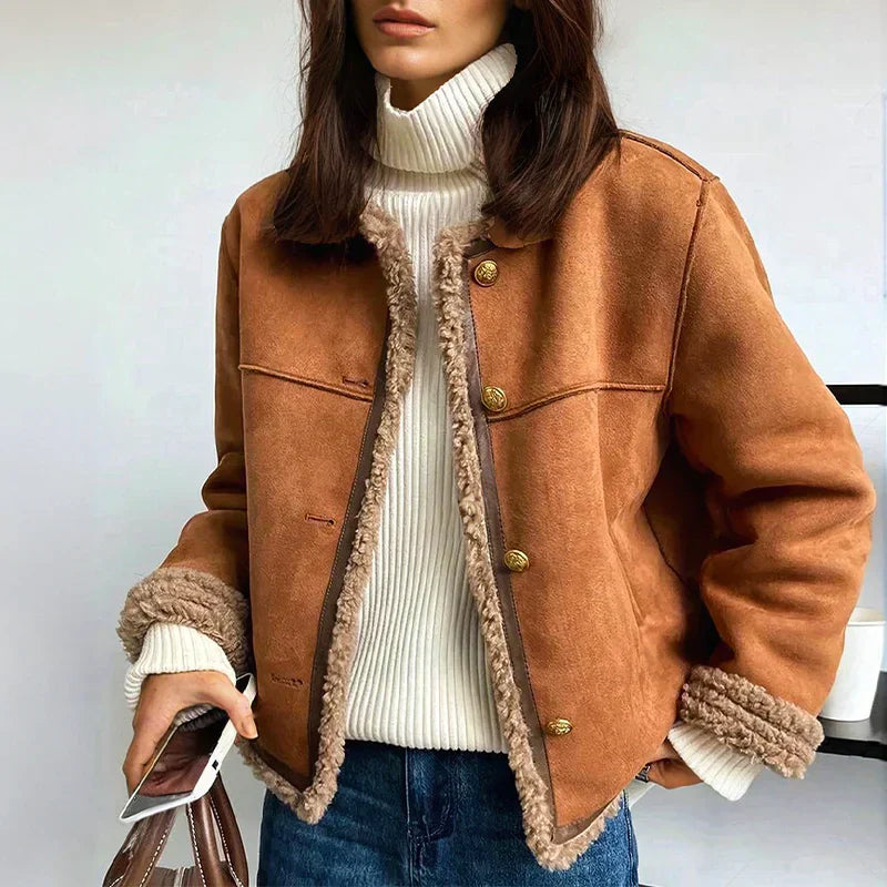 Krohn-e | mittellange Winterjacke mit Doppelreiher für Frauen