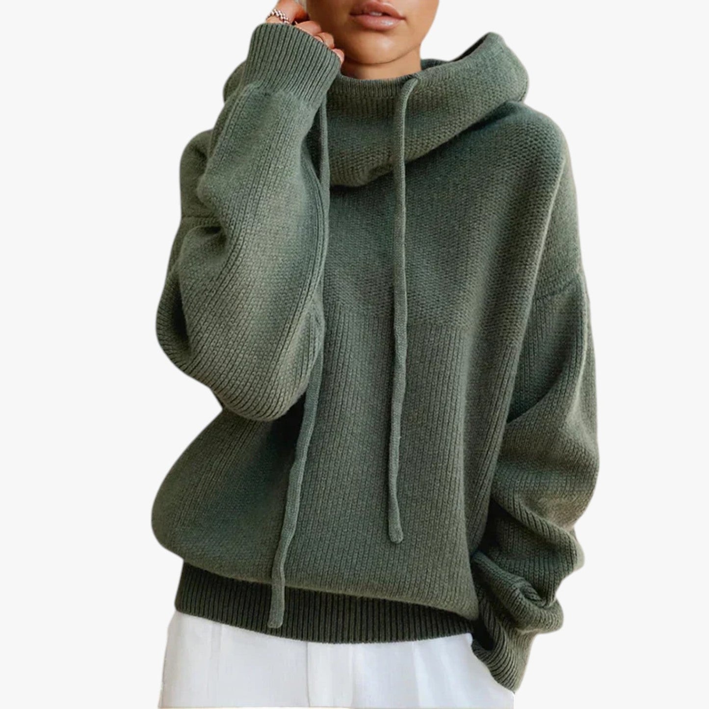 Krohn-e | Oversized Strickpullover mit Hohem Kragen Acryl Warm und Komfortabel