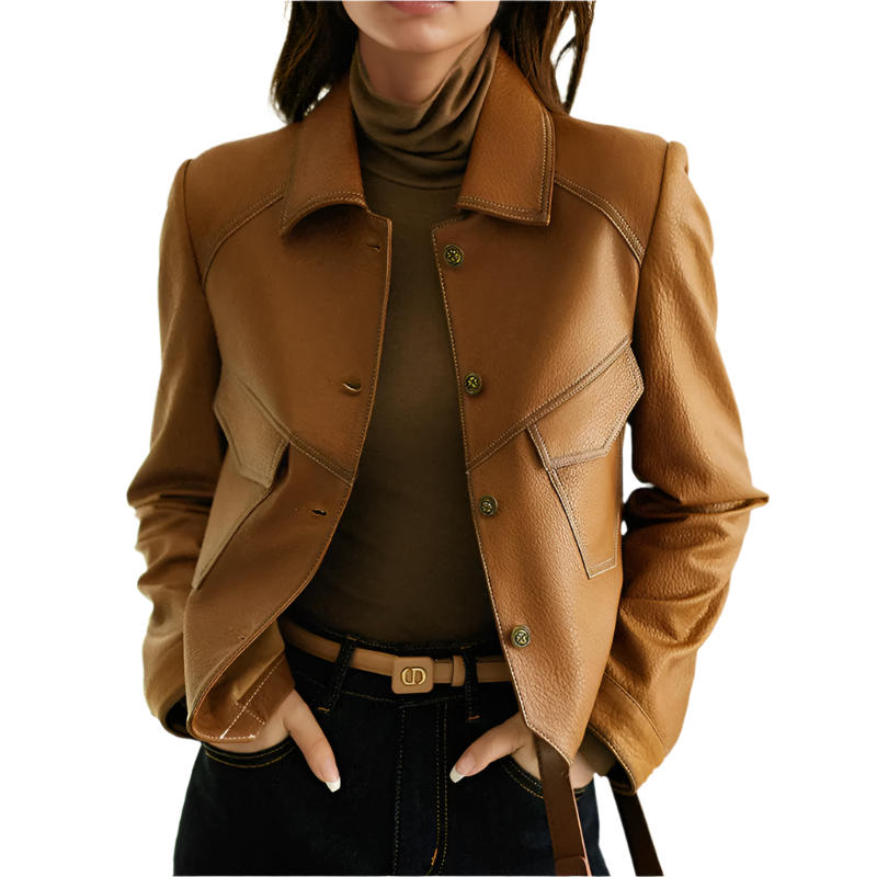 Krohn-e | Vintage Stil Damen Vegane Lederjacke