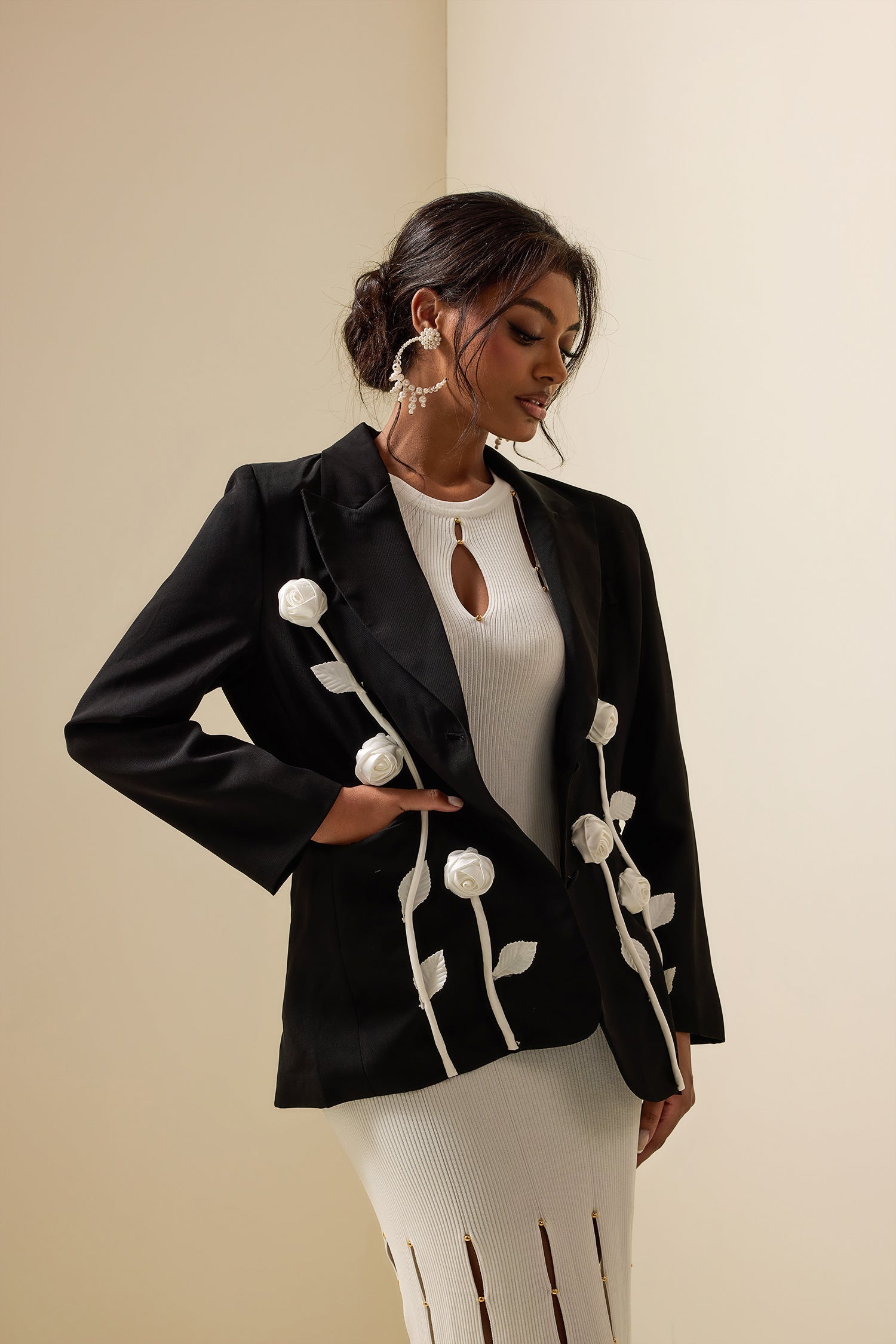 Krohn-e | Kontrast Langarm Blazer Jacke