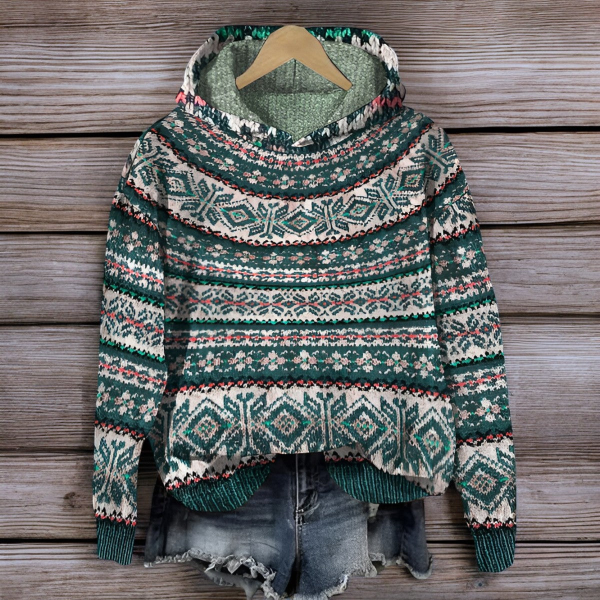 Krohn-e | Isländischer Gestrickter Kapuzenpullover für Den Winter