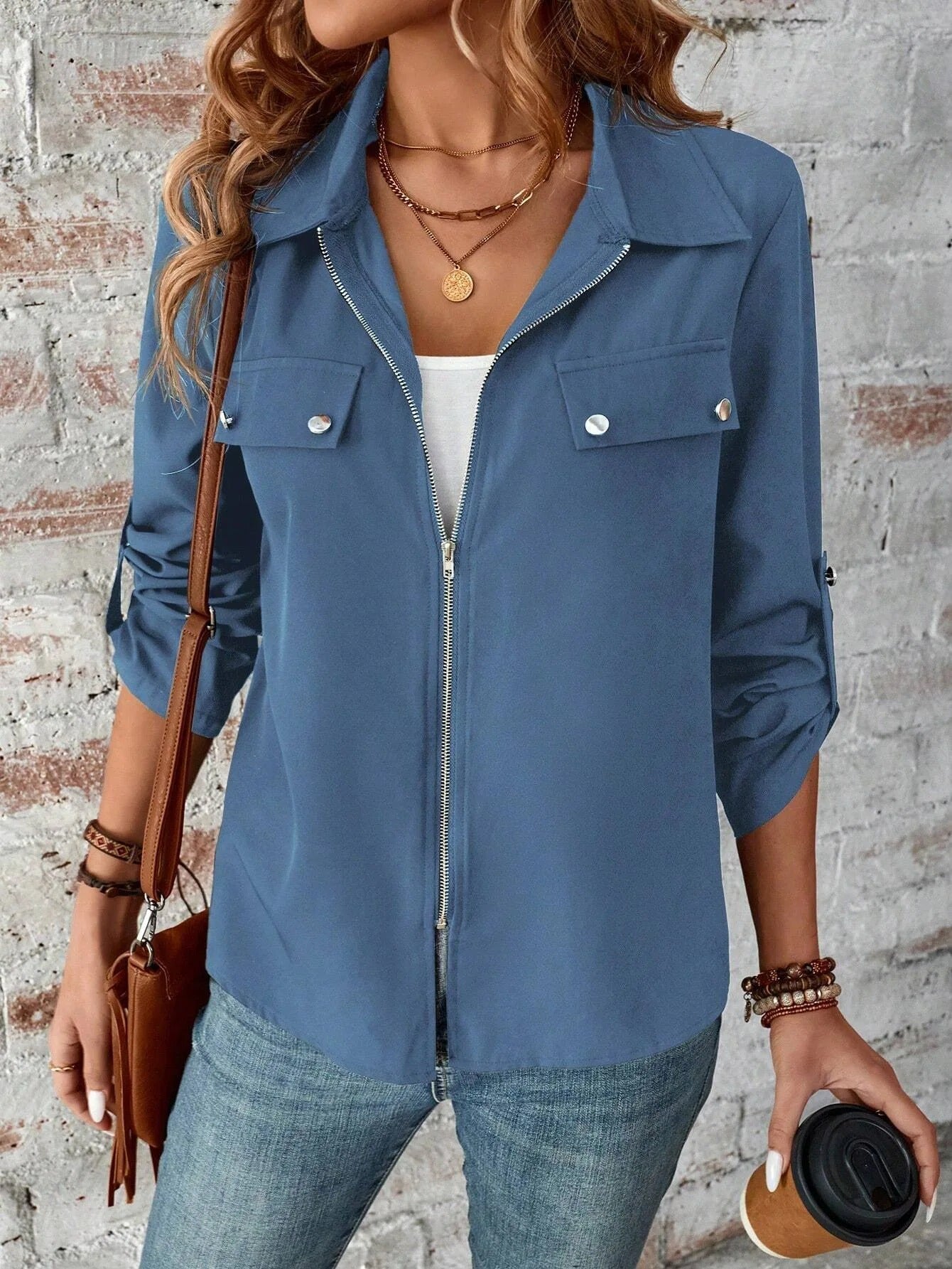 Ida® | Leichte Reißverschlussjacke mit umkrempelbaren Ärmeln