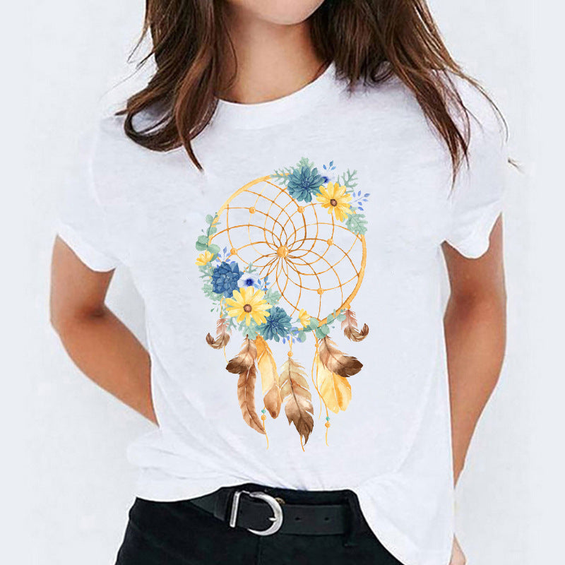 Süßes Cartoon-Shirt mit kurzen Ärmeln von Fudus