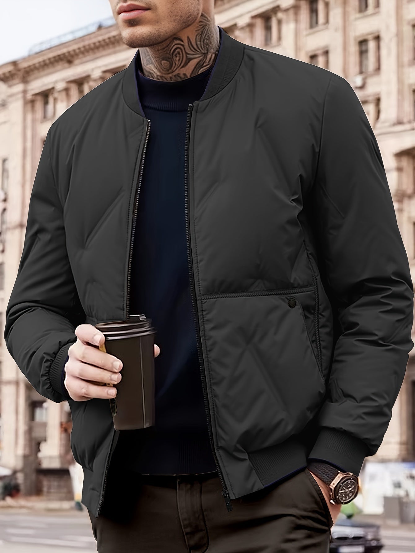 Krohn-e | Moderne Bomberjacke Polyester Stil und Komfort