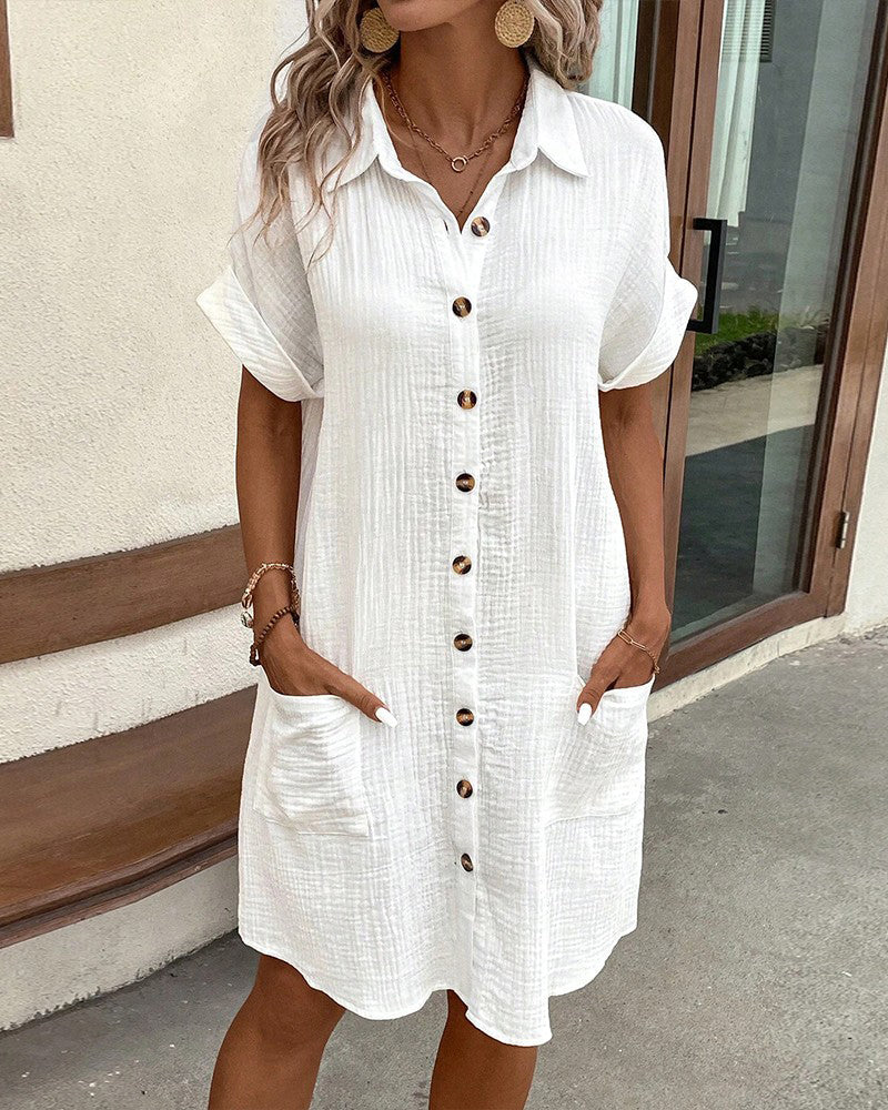 KROHN-E Damen Sommerkleid entspannte Passform leichter Stoff