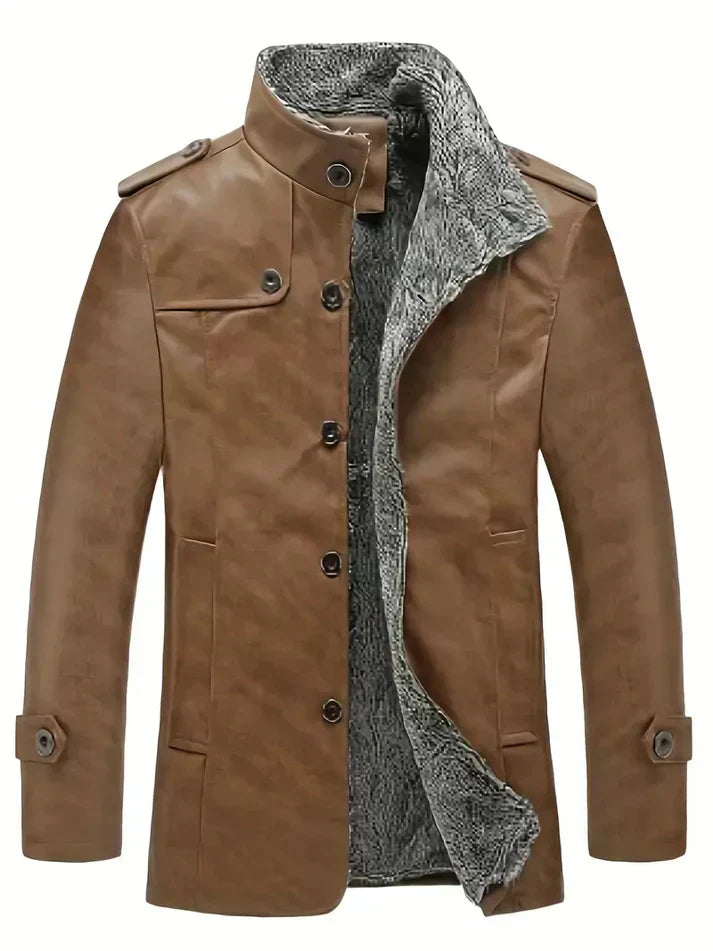 Krohn-e | Herren Lederjacke mit Fleecefutter
