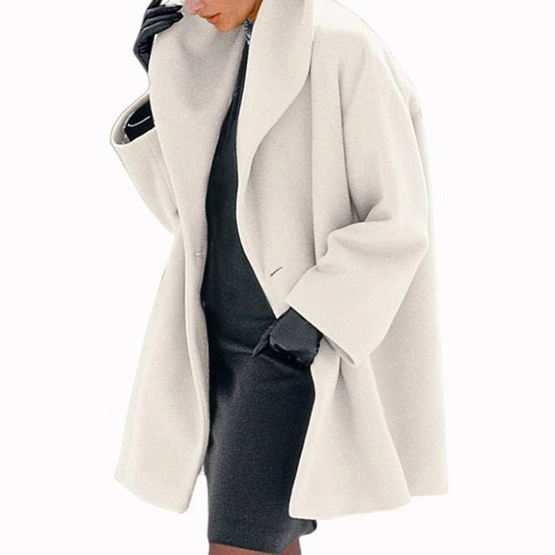 Krohn-e | Oversized Wollmantel Offene Front Eleganter Komfort